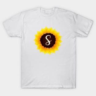 Floral Monogram S Bright Yellow Sunflower T-Shirt